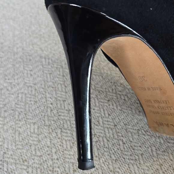 Milana Black Leather Peep Toe Made In Italy Heels - Size 39 - Picture 8 of 16